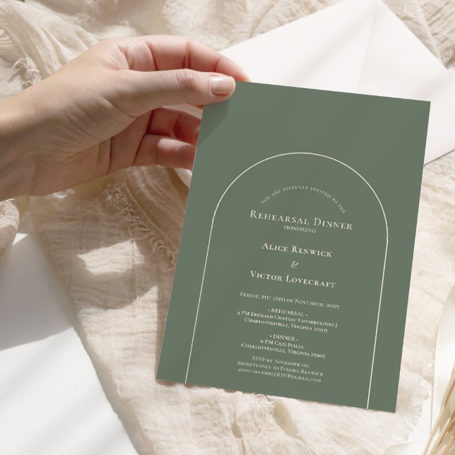 Simple Boho Arch Sage Green Wedding Probe Einladung (Von Creator hochgeladen)