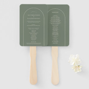 Simple Boho Arch Sage Green Wedding Program Fächer