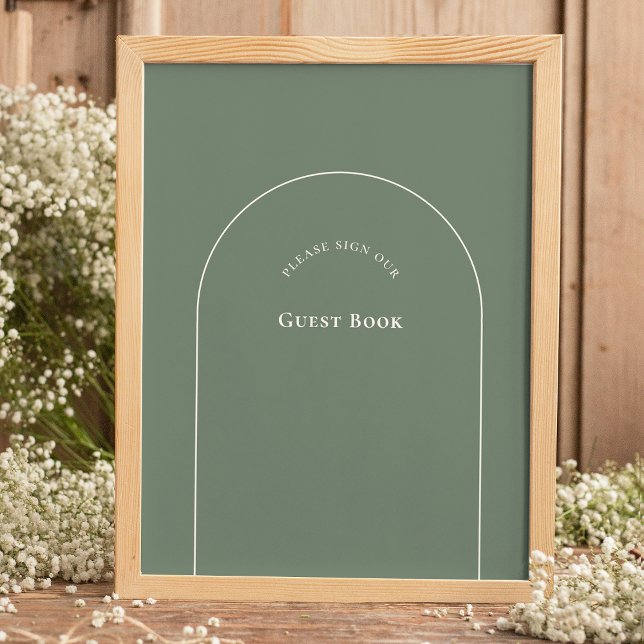 Simple Boho Arch Sage Wedding Guest Book Sign Poster (Von Creator hochgeladen)