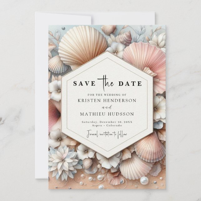 Simple Boho Beach Wedding Save The Date (Vorderseite)
