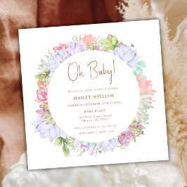 Simple Boho Cactus Desert Oh Baby Shower Einladung