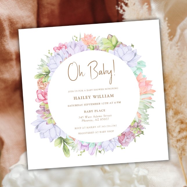 Simple Boho Cactus Desert Oh Baby Shower Einladung (Simple Boho Cactus Desert Oh Baby Shower Invitation)