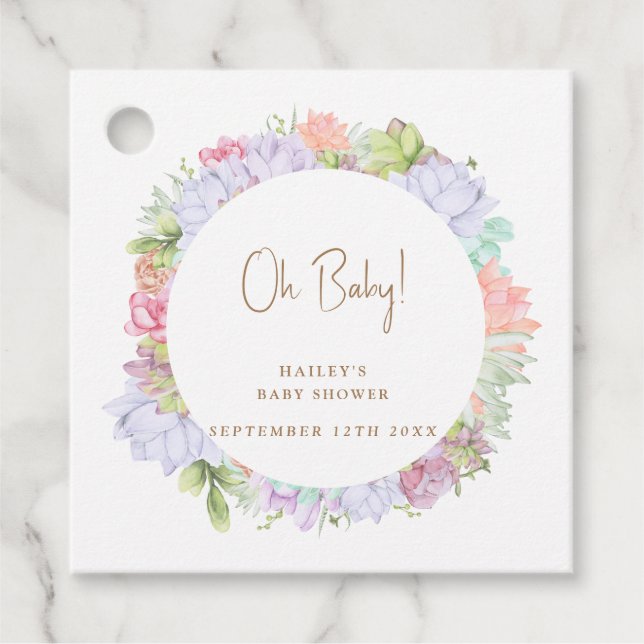 Simple Boho Cactus Desert Oh Baby Shower Geschenkanhänger (Vorderseite)
