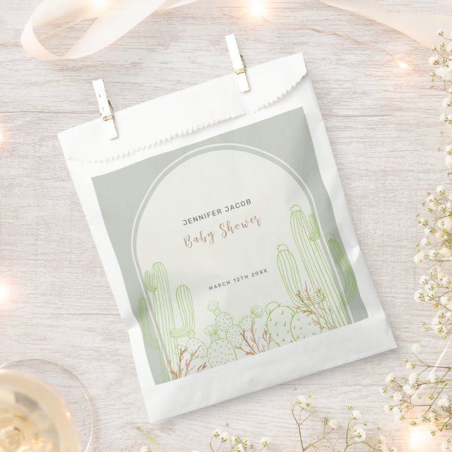 Simple Boho Cactus Line Art Arch Baby Dusche Geschenktütchen (Ausgeschnitten)