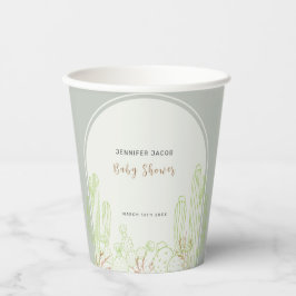 Simple Boho Cactus Line Art Arch Baby Dusche Pappbecher
