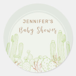 Simple Boho Cactus Line Art Arch Baby Dusche Runder Aufkleber