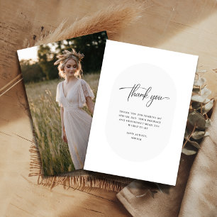 Simple Boho Calligraphy Brautparty Foto Dankeskarte