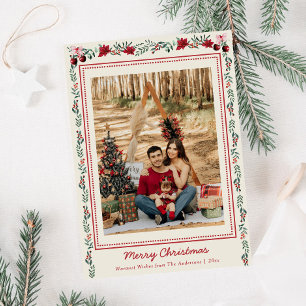 Simple Boho Christmas Greenery Poinsettia 1 Foto Feiertagskarte