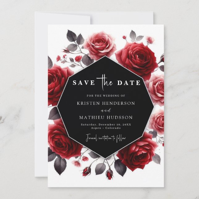 Simple Boho Crimson Red Wedding Save The Date (Vorderseite)