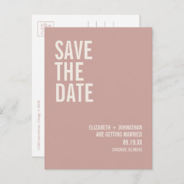 Simple Boho Dusty Rose Typografie Save the Date Ankündigungspostkarte