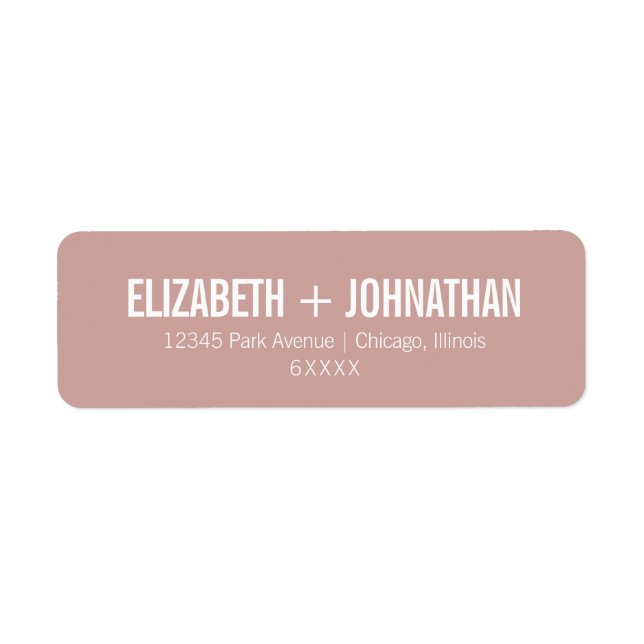 Simple Boho Dusty Rose Typografy Wedding Address (Vorne)