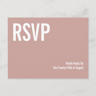 Simple Boho Dusty Rose Typografy Wedding RSVP Einladungspostkarte