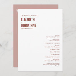 Simple Boho Dusty Rose Wedding Typografy Programm