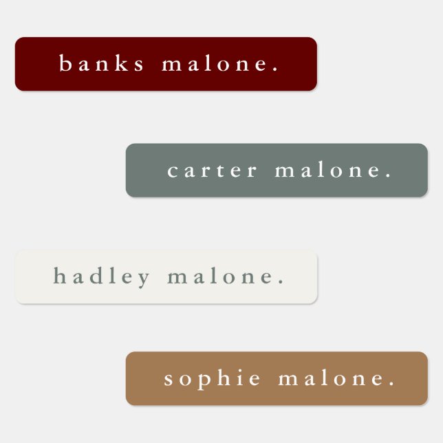 Simple Boho Fall Kids Waterproof Name Etiketten (Gruppe)