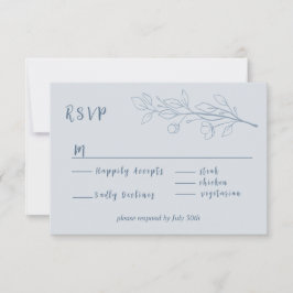 Simple Boho Floral Dusty Blue RSVP Karte