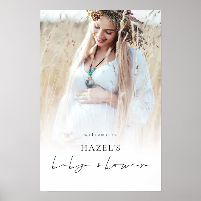 Simple Boho Foto Overlay Herzlich Willkommen bei B Poster (Vorne)