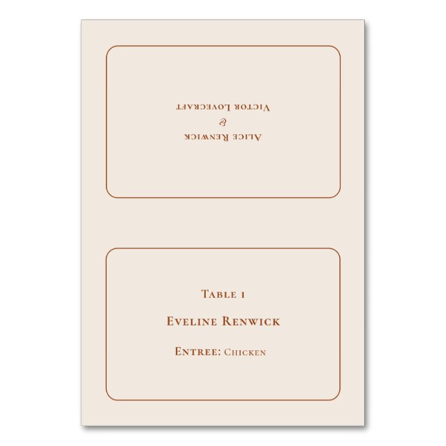 Simple Boho Ivory Entree Foldable Platzkarte Tischnummer (Vorderseite)