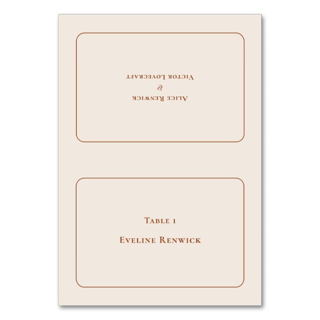 Simple Boho Ivory Wedding Foldable Platzkarte Tischnummer (Vorderseite)