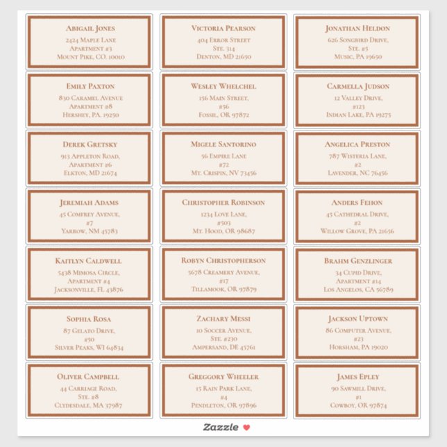 Simple Boho Ivory Wedding Guest Address Aufkleber (Blatt)