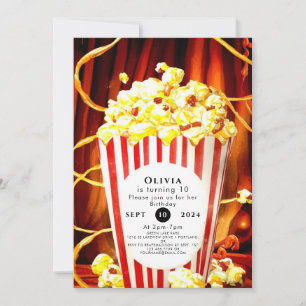 Simple Boho Popcorn Birthday Einladung