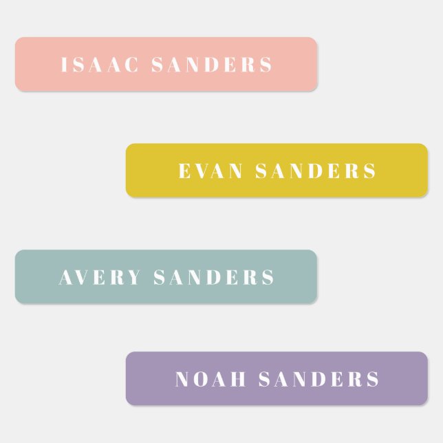 Simple Boho Rainbow Wassersicherer Name Etiketten (Gruppe)