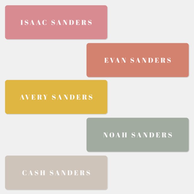 Simple Boho Rainbow Wassersicherer Name Etiketten (Gruppe)