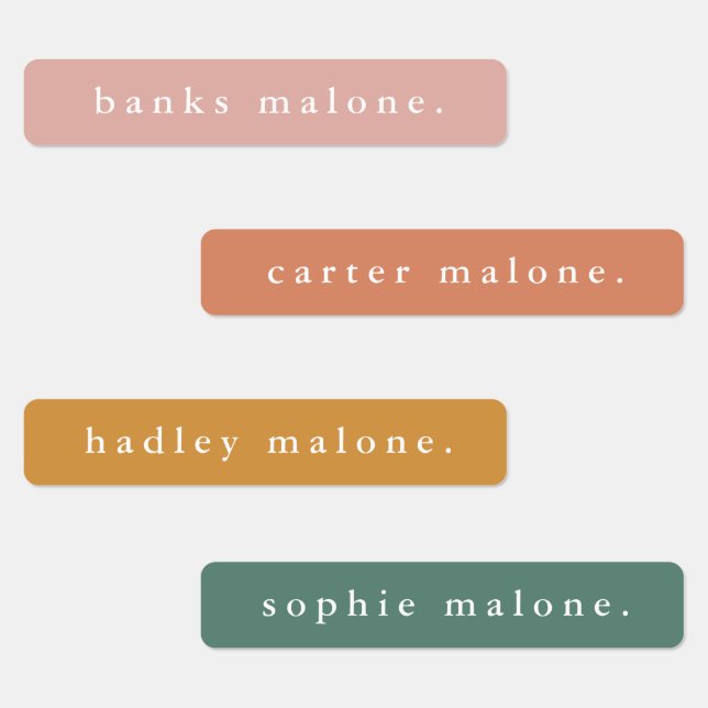 Simple Boho Rainbow Wassersicherer Name Etiketten (Gruppe)