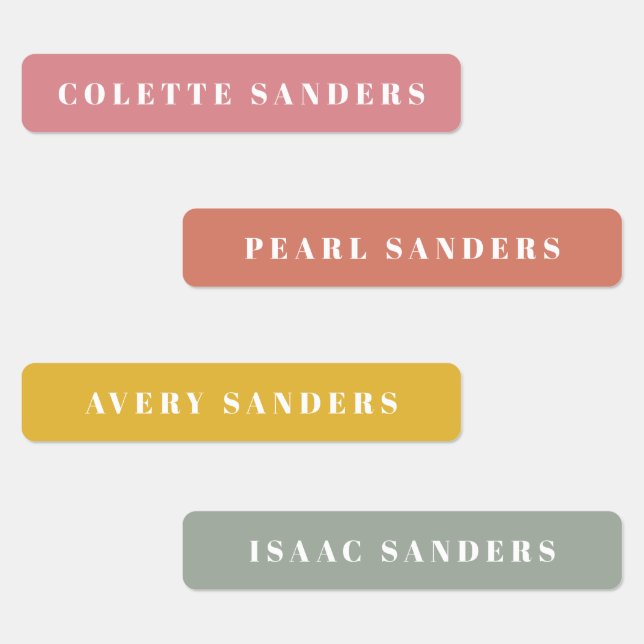 Simple Boho Rainbow Wassersicherer Name Etiketten (Gruppe)