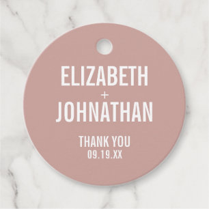 Simple Boho Rose Typografy Wedding Vielen Dank Geschenkanhänger