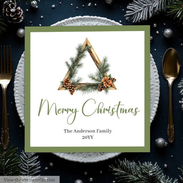 Simple Boho Rustic Christmas Wreath Napkins Serviette (Simple Boho Rustic Christmas Wreath Napkins)
