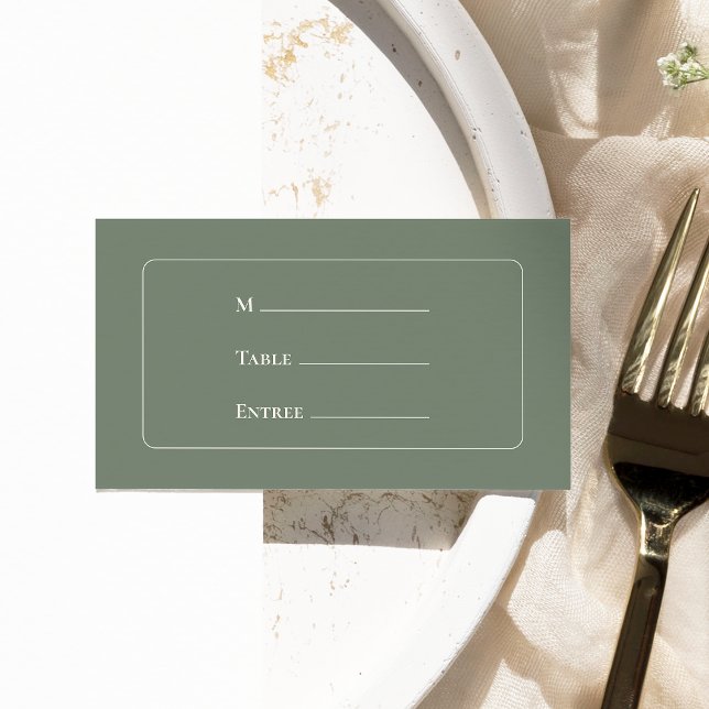 Simple Boho Sage Green Wedding Entree Choice Flat Platzkarte (Von Creator hochgeladen)