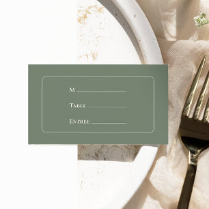 Simple Boho Sage Green Wedding Entree Choice Flat Platzkarte