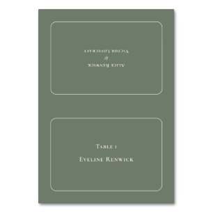 Simple Boho Sage Green Wedding Faltenable Platzkar Tischnummer