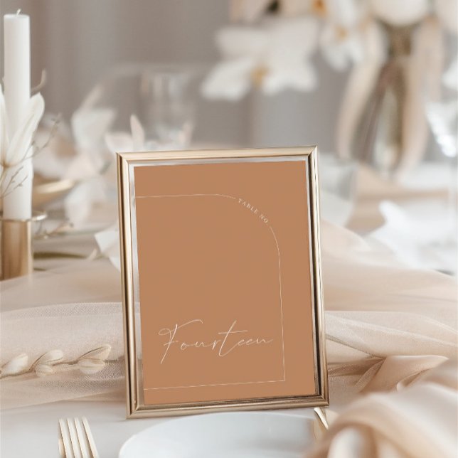 Simple Boho Table Fourteen Wedding Tischnummer (Simple Boho Rust Arch Table Fourteen Table Number)