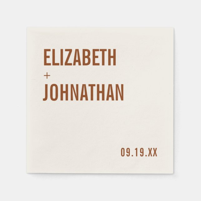 Simple Boho Terracotta Typografy Wedding Serviette (Vorderseite)