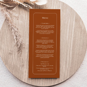 Simple Boho Terracotta Wedding Flat Menükarte
