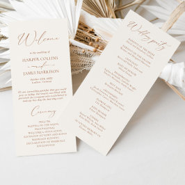 Simple Boho Terracotta Wedding Program