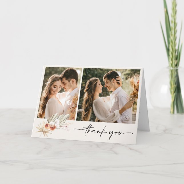 Simple Boho Two Foto Wedding Danke (Vorderseite)