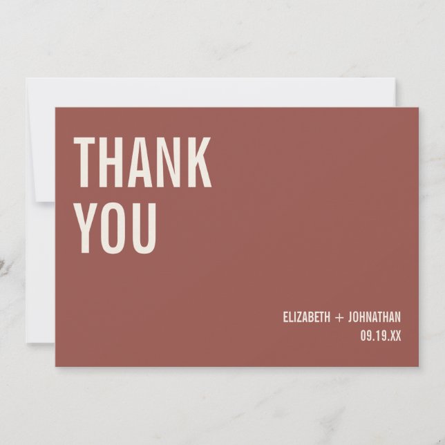 Simple Boho Typografie Wedding Dankeschön-Karte Dankeskarte (Vorderseite)