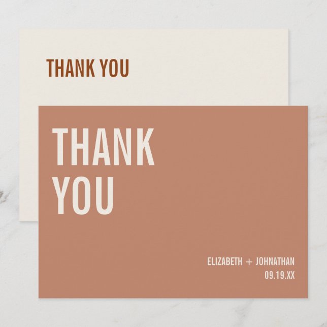 Simple Boho Typografie Wedding Dankeschön-Karte Dankeskarte (Vorne/Hinten)