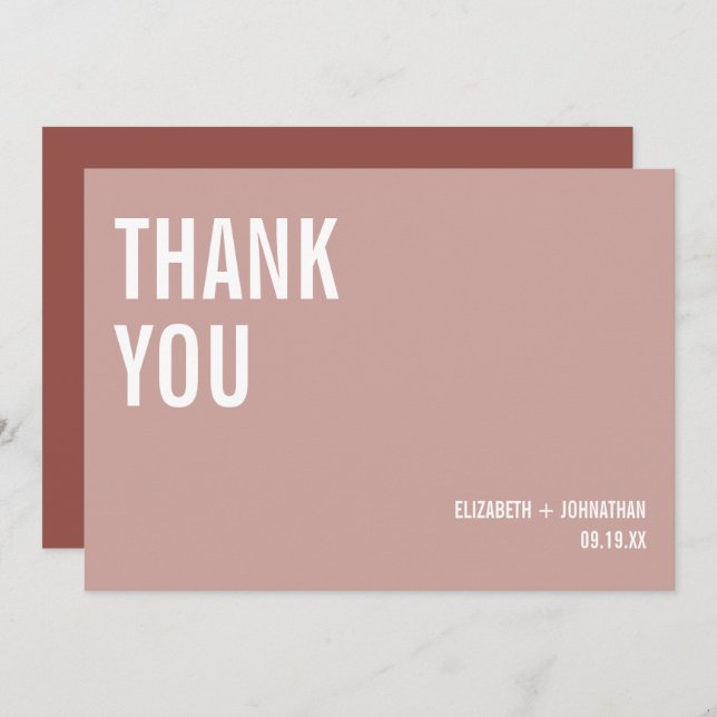 Simple Boho Typografy Wedding Vielen Dank Dankeskarte (Vorne/Hinten)