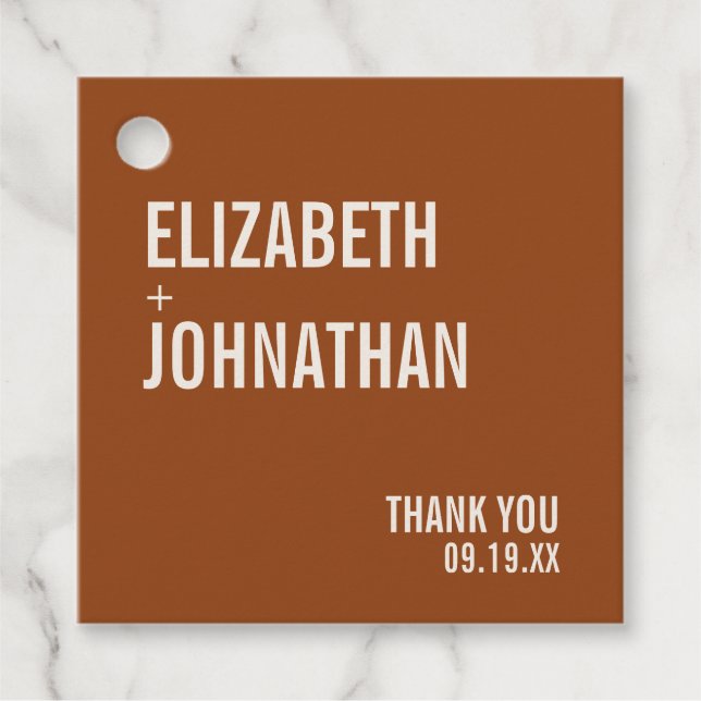 Simple Boho Typografy Wedding Vielen Dank Geschenkanhänger (Vorderseite)