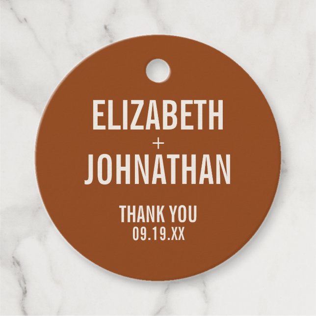 Simple Boho Typografy Wedding Vielen Dank Geschenkanhänger (Vorderseite)