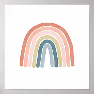 Simple Boho Watercolor Rainbow Coral Poster
