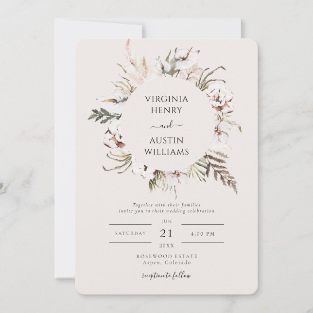 Simple Boho Wedding Einladung (Vorderseite)