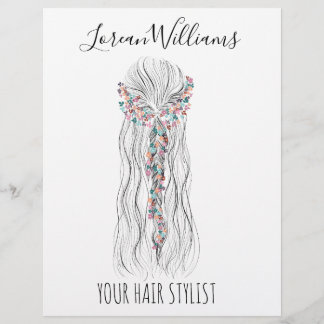 Simple Boho Wedding Hair Stylist Romantische Blume Flyer