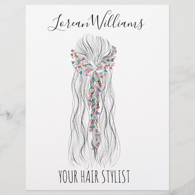 Simple Boho Wedding Hair Stylist Romantische Blume Flyer (Vorne)