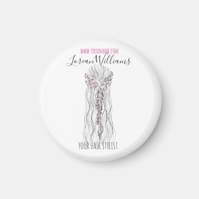 Simple Boho Wedding Hair Stylist Romantische Blume Magnet (Vorne)