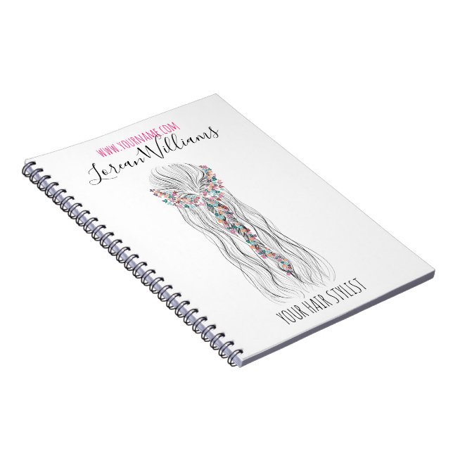 Simple Boho Wedding Hair Stylist Romantische Blume Notizblock (Rechte Seite)