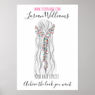Simple Boho Wedding Hair Stylist Romantische Blume Poster